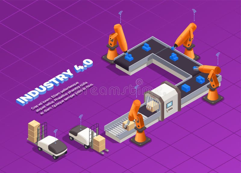 Smart Industry Isometric Concept stock illustration Smart Industry Isometric Concept stock illustration