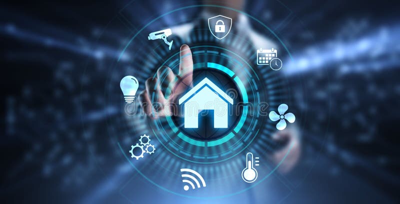 Smart internet f? r hemlivprocessautomation IOT av sakerbegreppet p? sk? rmen vektor illustrationer