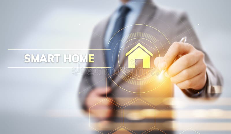 Smart internet f? r hemlivprocessautomation IOT av sakerbegreppet p? sk? rmen stock illustrationer