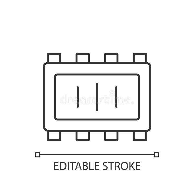 Smart microchip parts linear icon royalty free illustration