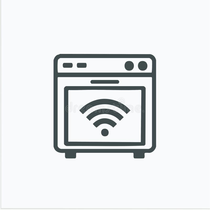 Smart Oven IoT Technology Line Icon stock illustration