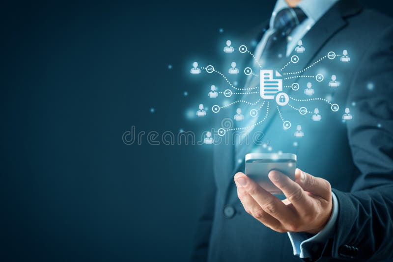 Smart phone app for data management stock image