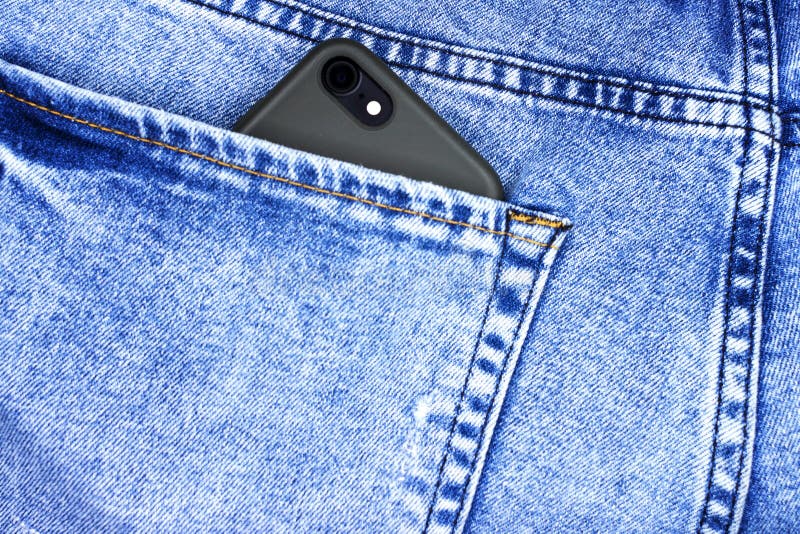 Smart Phone in the Back Pocket of Blue Jeans Stock Photo Image of