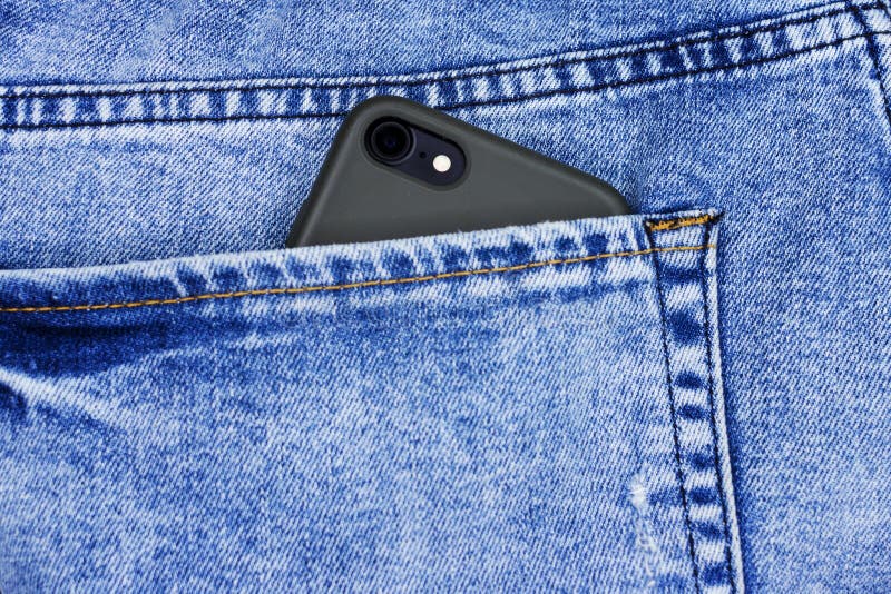 Smart Phone in the Back Pocket of Blue Jeans Stock Photo Image of