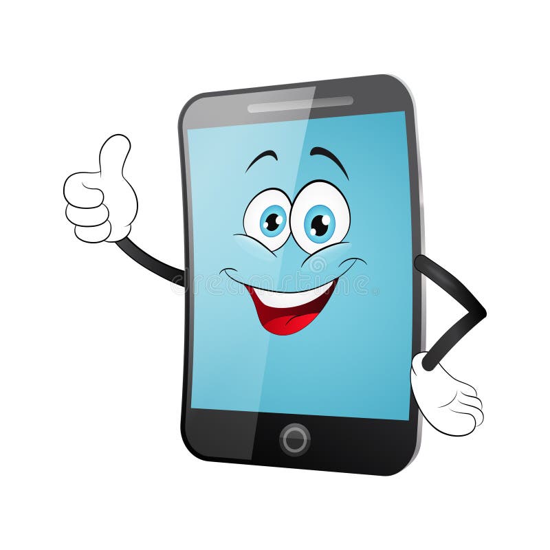 Smart Phone Cartoon With Thumb Up Stock Vector - Illustration of mouth, hand: 48227025