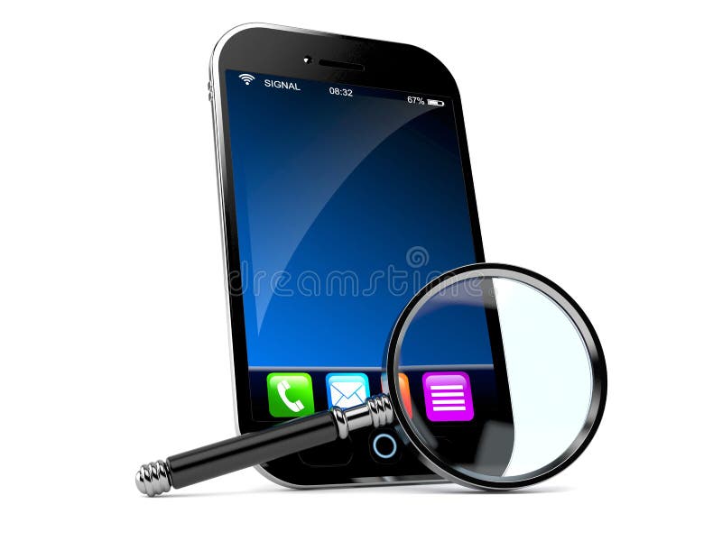Telephone with Magnifying Glass Stock Illustration Illustration of