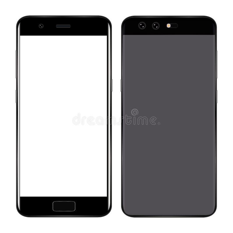 Smart phone. Realistic mobile phone smart phone with blank screen isolated on background. Vector illustration for printing and web