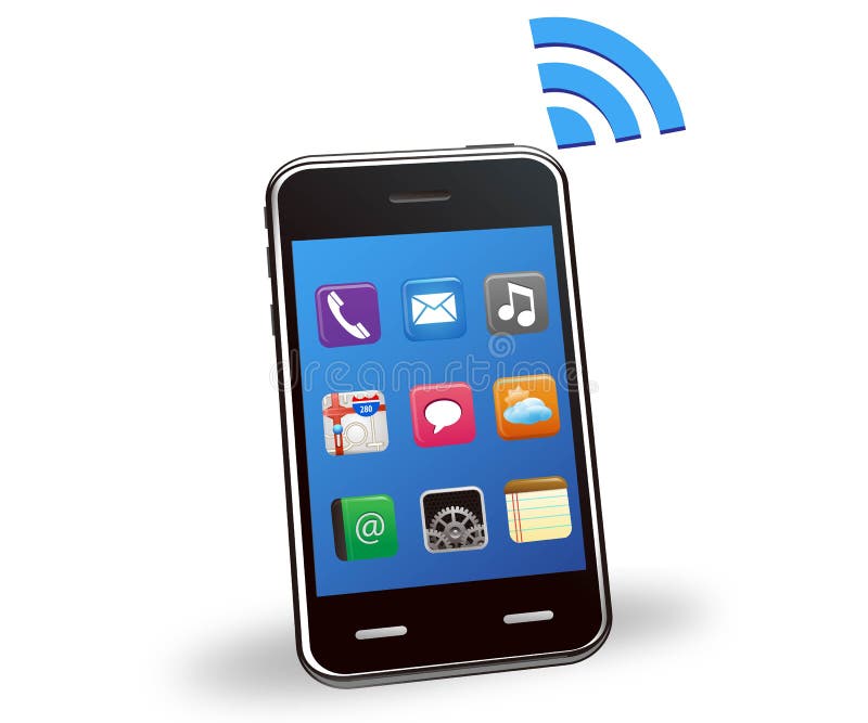 Smart phone wireless and apps stock illustration