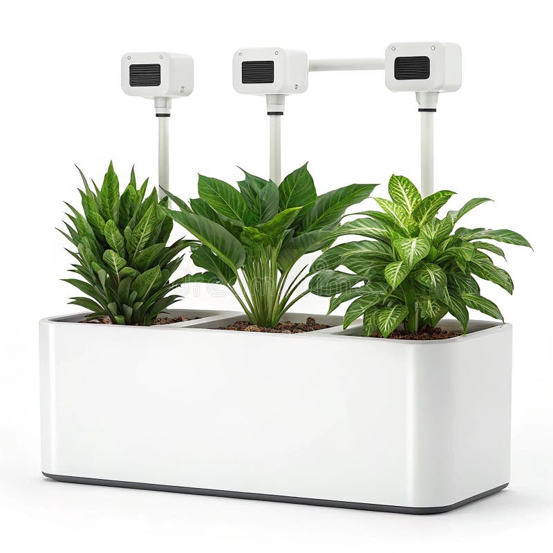 Smart Plant Care System with Auto Watering and Light Stock Illustration ...