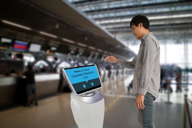 Smart robotic technology concept, The passenger follow a service stock photos Smart robotic technology concept, The passenger follow a service stock photos