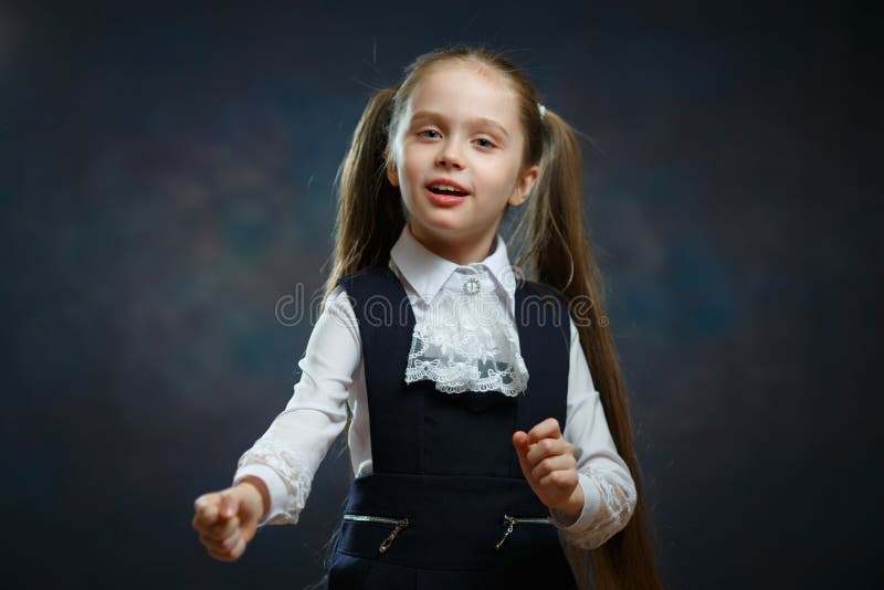 Smart School Girl in Uniform Closeup Portrait stock photos Smart School Girl in Uniform Closeup Portrait stock photos