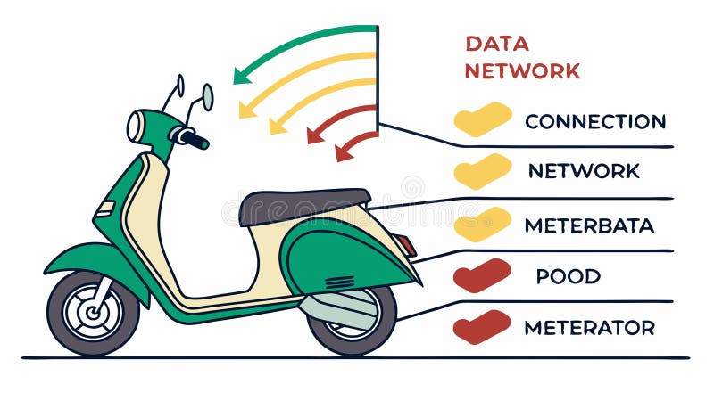 Smart Scooter with Data Network Connectivity, an IoT Vector Graphic, vector design Generative AI stock illustration