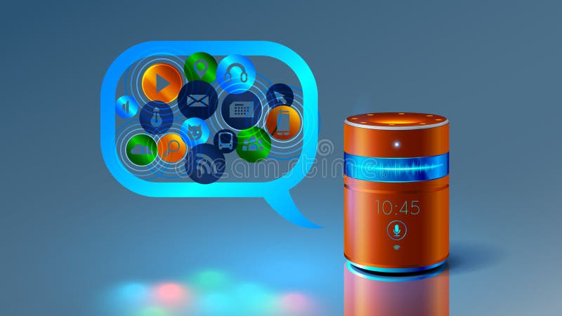 Smart speaker. Voice control of smart house. Internet of things. IOT stock illustration