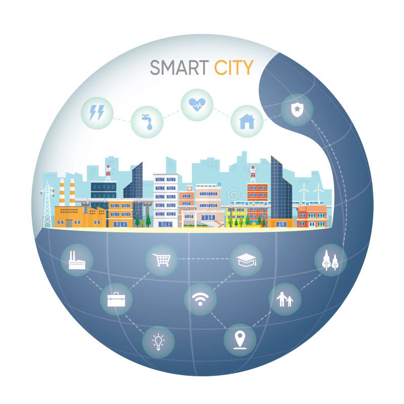 Smart stad vektor illustrationer