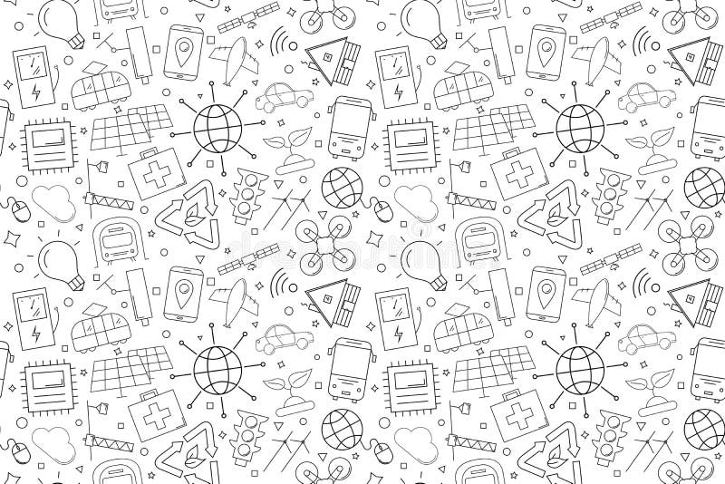 Smart stadsmodell för vektor med ord vektor illustrationer