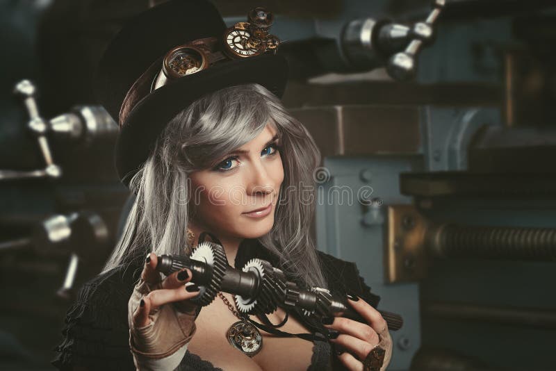 Smart steampunk mechanic royalty free stock photo Smart steampunk mechanic royalty free stock photo