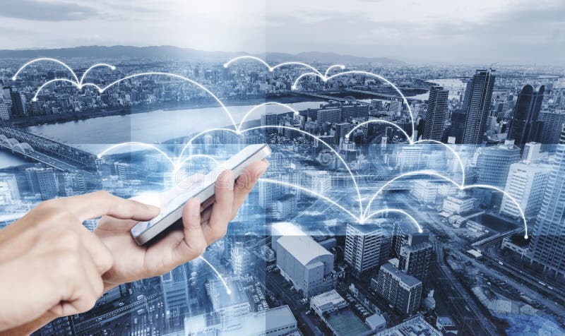 Smart technology, internet 5G and network connection. Hand using mobile smart phone with networking technology graphic royalty free stock photo Smart technology, internet 5G and network connection. Hand using mobile smart phone with networking technology graphic royalty free stock photo