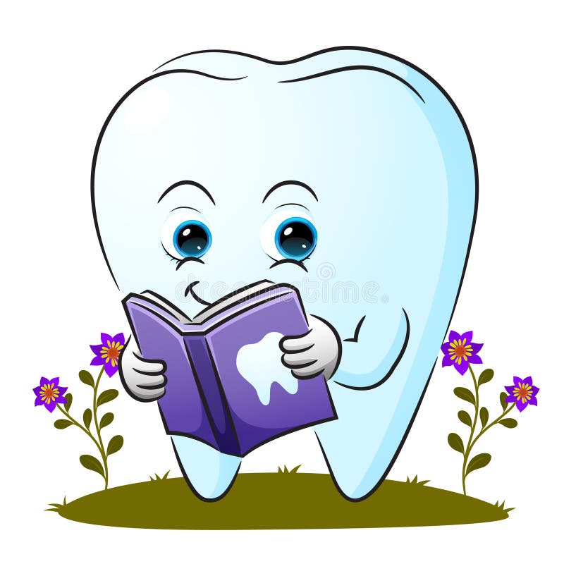The Smart Tooth is Reading a Book about Dental Stock Vector Illustration of dentist, drawing