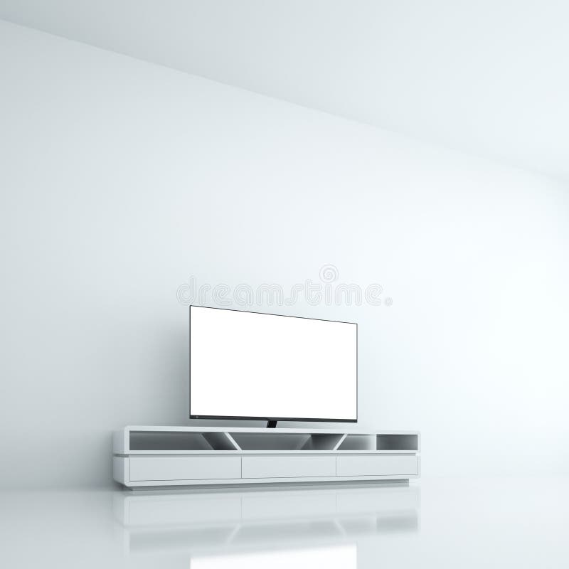 Smart TV with blank screen stock illustration. Illustration of home