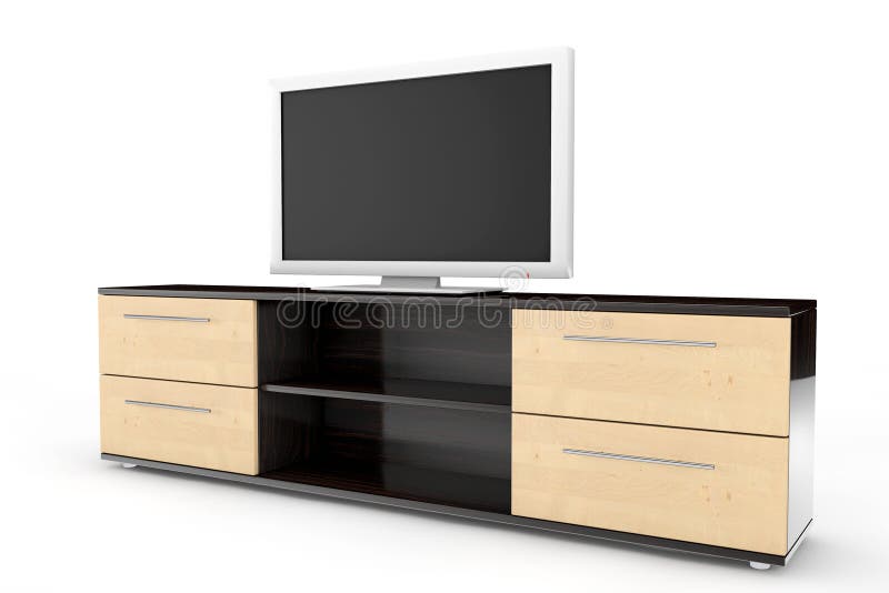 Smart Tv over dresser stock illustration. Illustration of concept