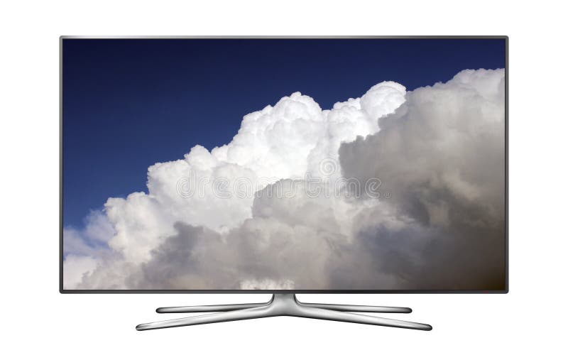 Blue Cloudy Sky On Tv Screen Stock Image Image of moody, panel 1236839