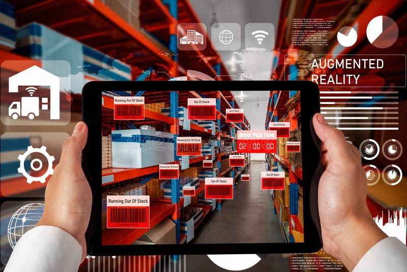 Smart warehouse management system using augmented reality technology stock photography