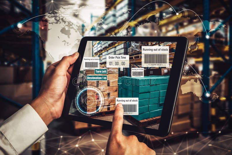 Smart warehouse management system using augmented reality technology stock photography