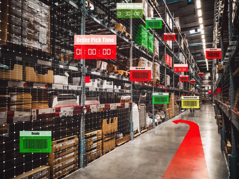 Smart warehouse management system using augmented reality technology stock photo