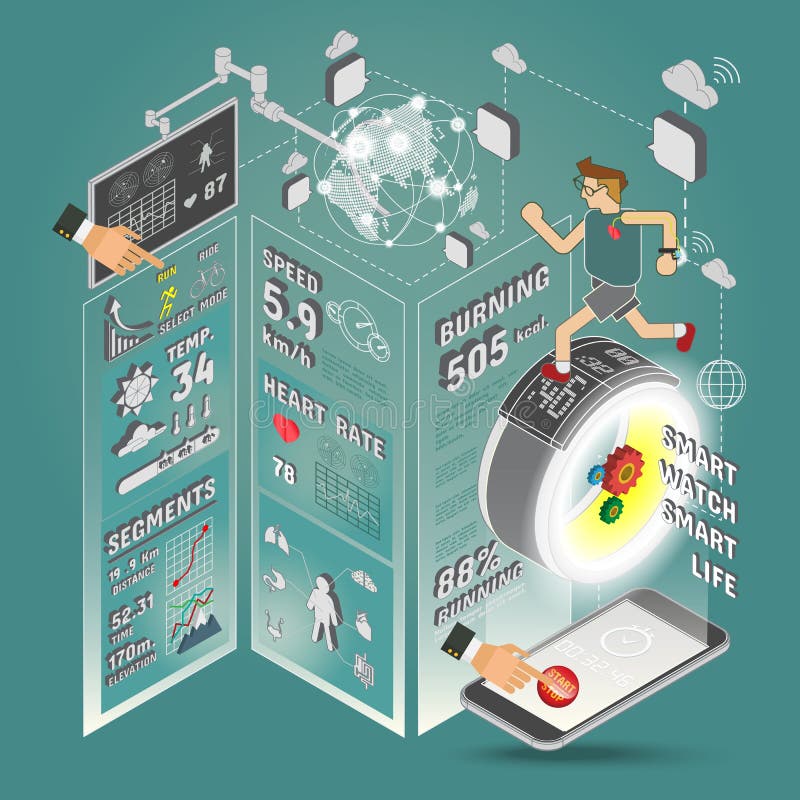 Smart Watch Infographics stock illustration