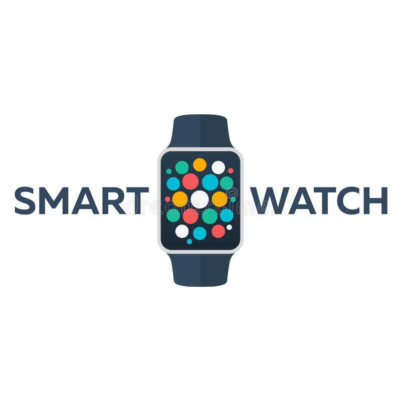 Smart Watch Isolated on White. Logo. Stainless Silver . Vector with App