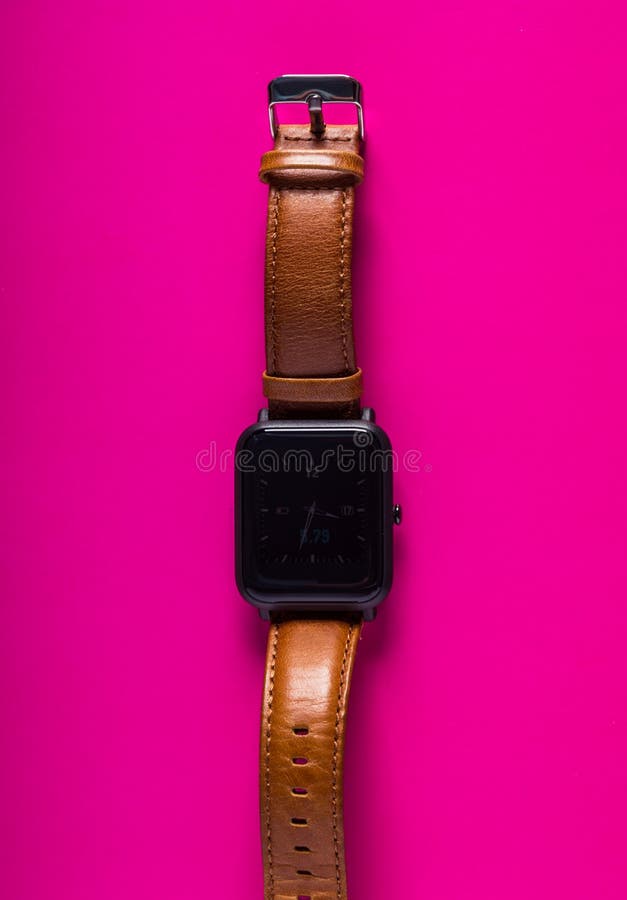 Smart Watch with Leather Strap Stock Photo Image of female, jogging