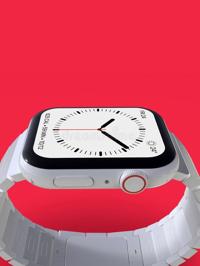 Apple Watch 4 White Ceramic Fictional Rumor Smartwatch, Mockup Stock Illustration - Illustration