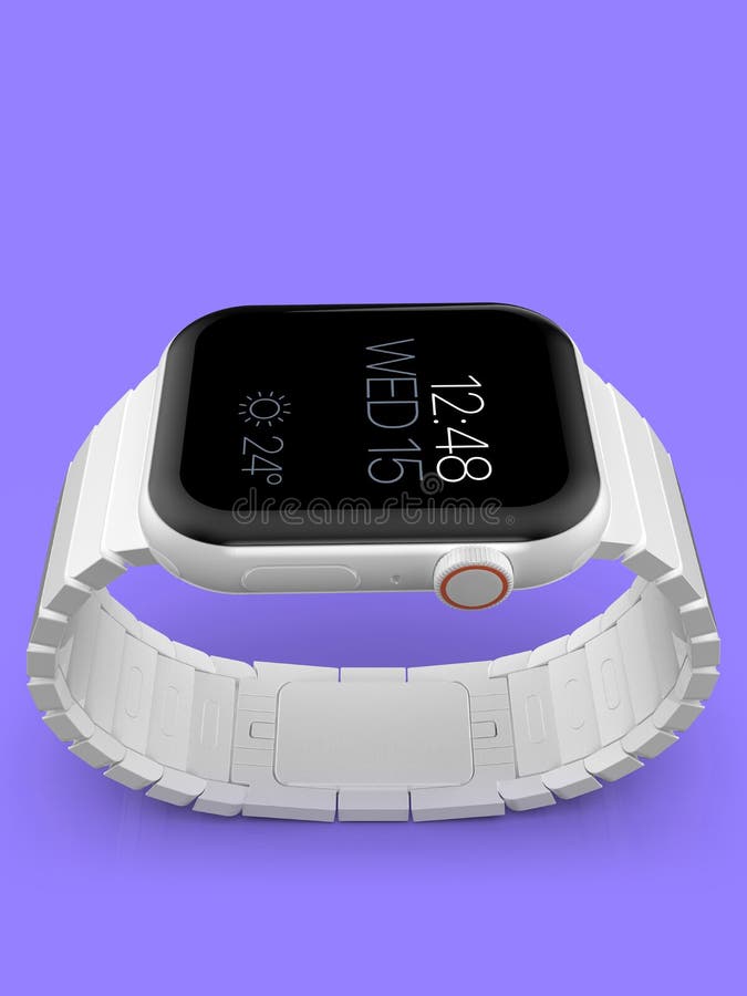 Apple Watch 4 White Ceramic Fictional Rumor Smartwatch, Mockup Stock Illustration - Illustration
