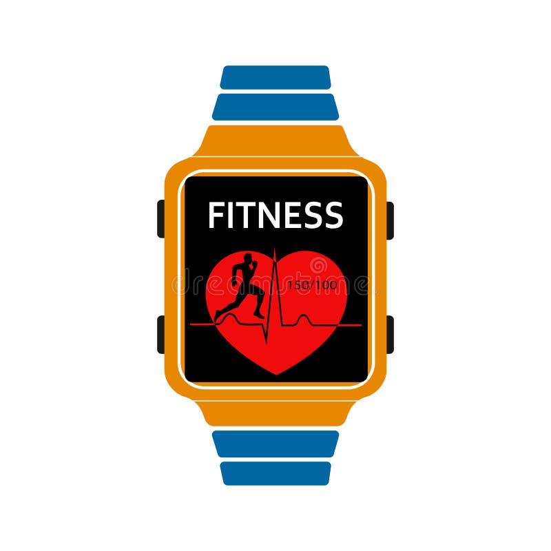 Smart Watch Vector Icon For Active People While Doing Sports Stock