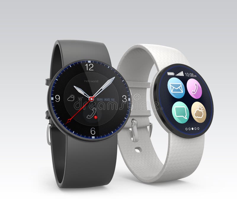 Smart watches on gray background royalty free illustration