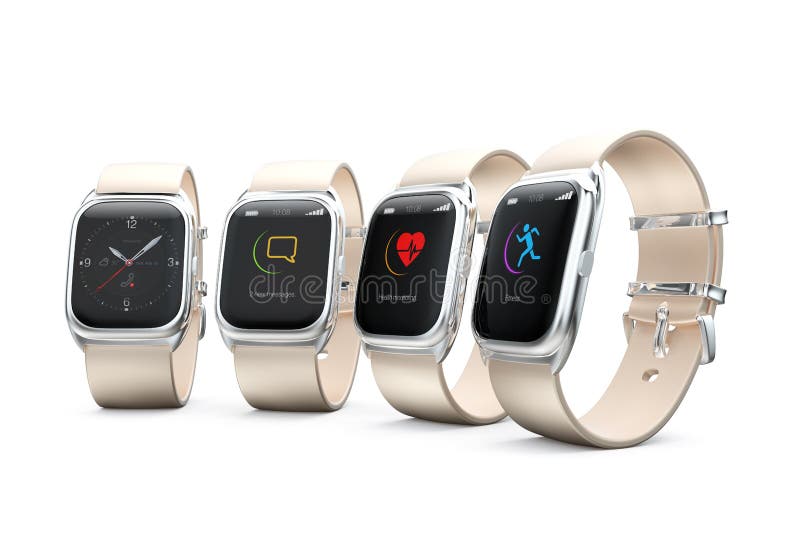 Smart watches isolated on white background stock illustration