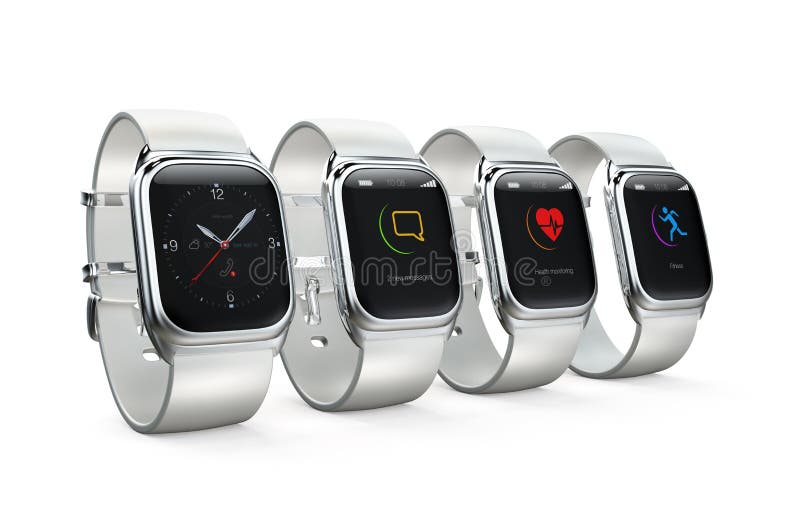 Smart watches isolated on white background stock illustration