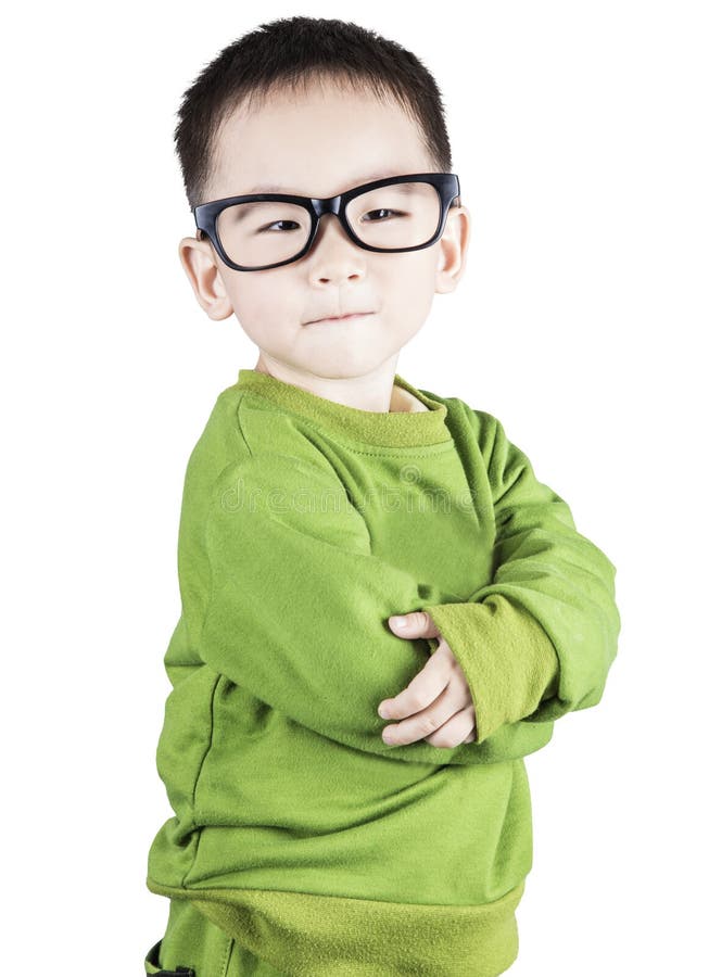 Smart y niño de la confianza que mira la cámara foto de archivo libre de regalías Smart y niño de la confianza que mira la cámara foto de archivo libre de regalías
