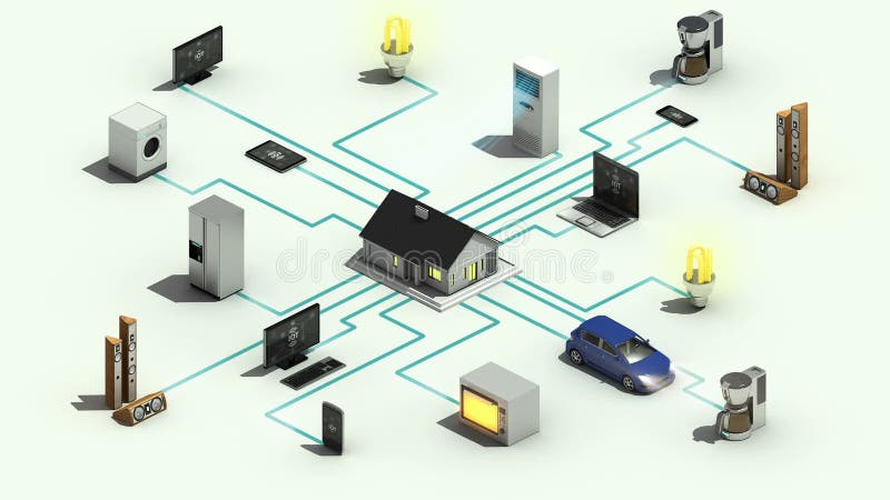Smarta för teknologibegrepp 3 för hem- anordningar dimensionell animering 2