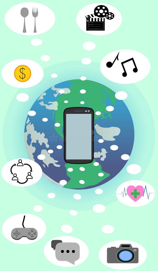 Smartphone is alles in het leven stock illustratie