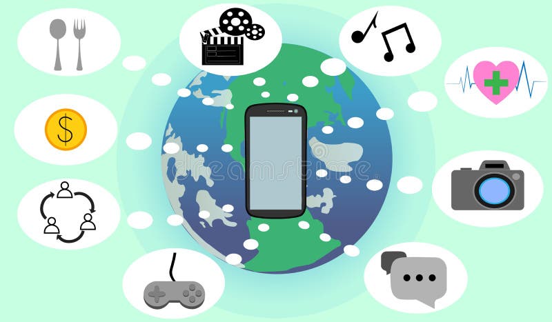 Smartphone is alles in het leven stock illustratie