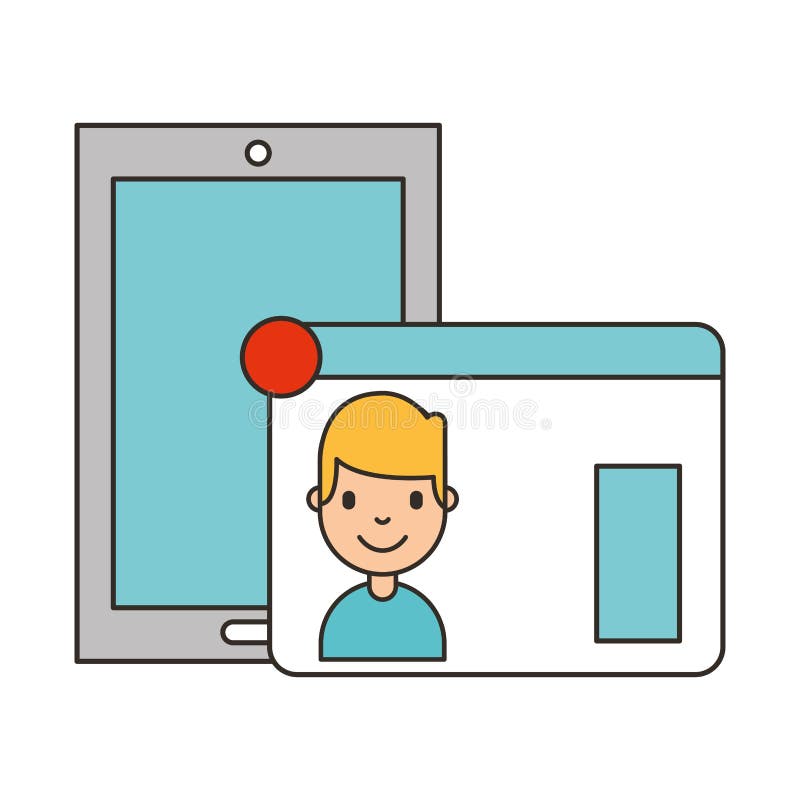Smartphone apparat med den unga mannen för ID stock illustrationer Smartphone apparat med den unga mannen för ID stock illustrationer
