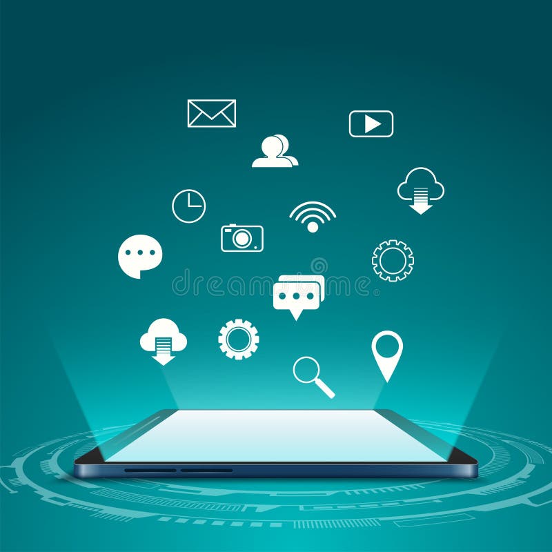 Smartphone with application icons isolated royalty free illustration