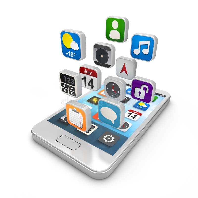 Smartphone apps, ekranu sensorowego smartphone z appli ilustracja wektor