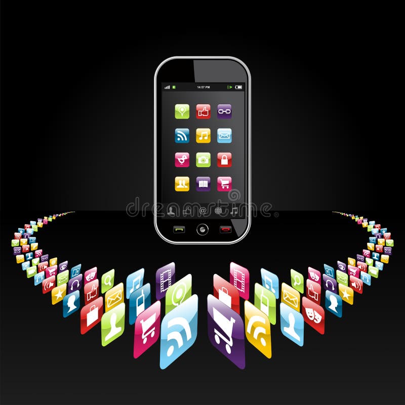 Smartphone apps icons presentation royalty free illustration Smartphone apps icons presentation royalty free illustration