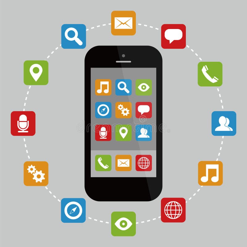 Smartphone with Apps stock illustration