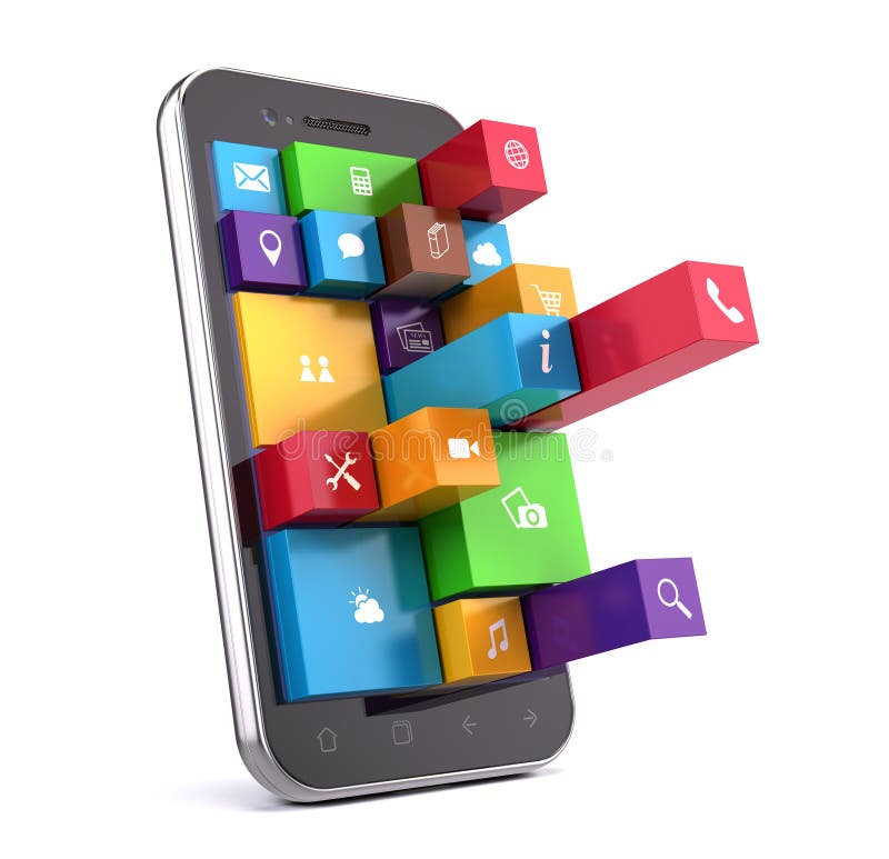 Interaction Hands Using Mobile Apps, Concept Mobile Apps Stock Vector