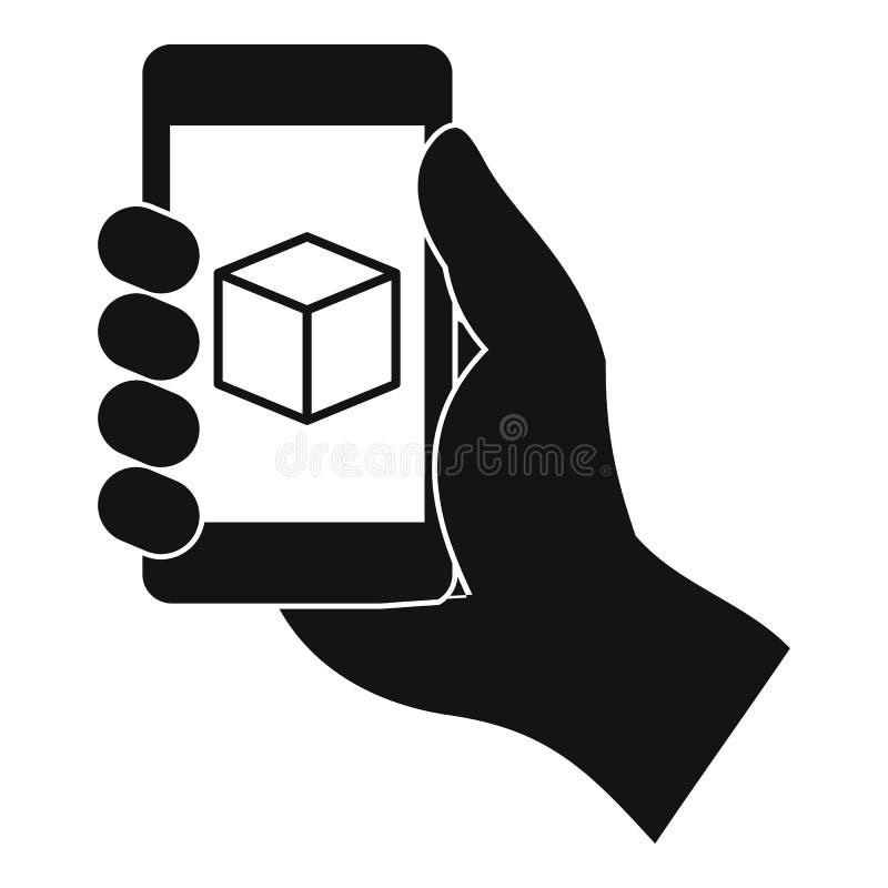 Smartphone avec l'icône du modèle 3D, style simple illustration stock