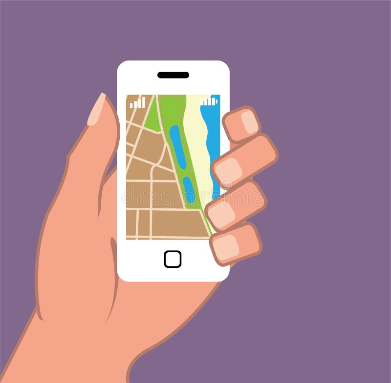 Smartphone avec un vecteur de la carte APP illustration stock Smartphone avec un vecteur de la carte APP illustration stock