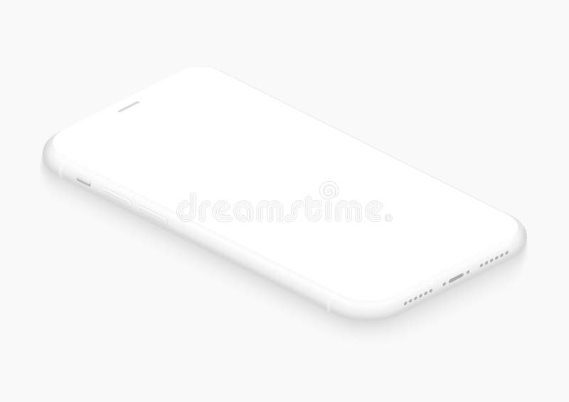 Smartphone blanc isométrique totalement mou de vecteur calibre vide réaliste de téléphone d'écran 3d pour insérer toute interface illustration stock Smartphone blanc isométrique totalement mou de vecteur calibre vide réaliste de téléphone d'écran 3d pour insérer toute interface illustration stock